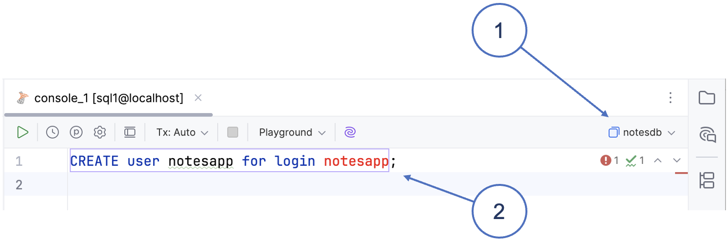 Fig. 5. Creating a new user for the login in DataGrip