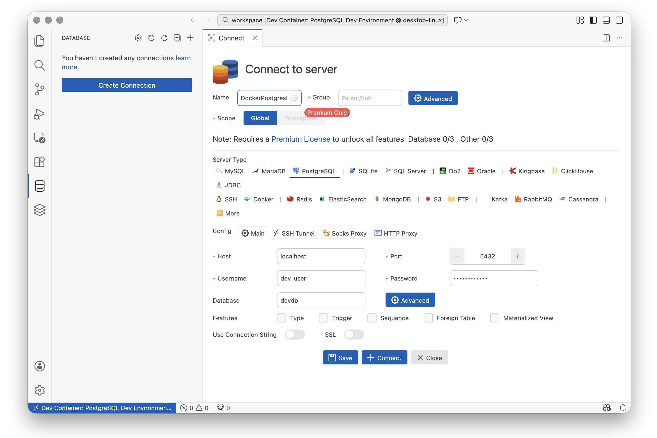 Fig. 9. PostgreSQL connection configuration