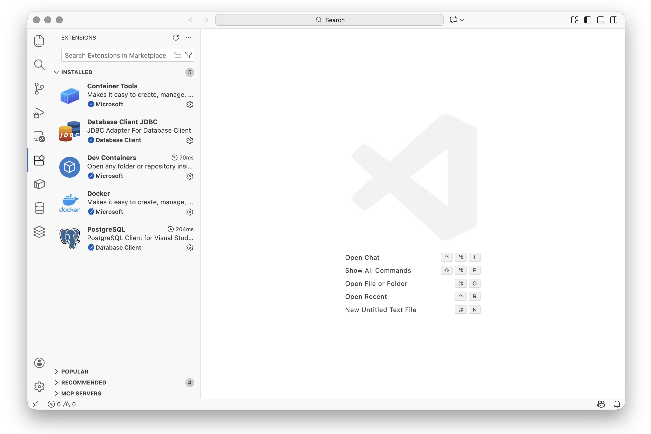 Fig. 4. Required VSCode extensions installed