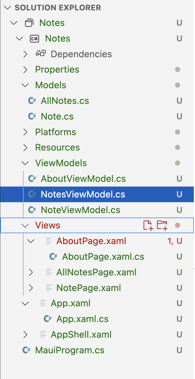 Fig. 3. Adding viewmodels in VSCode