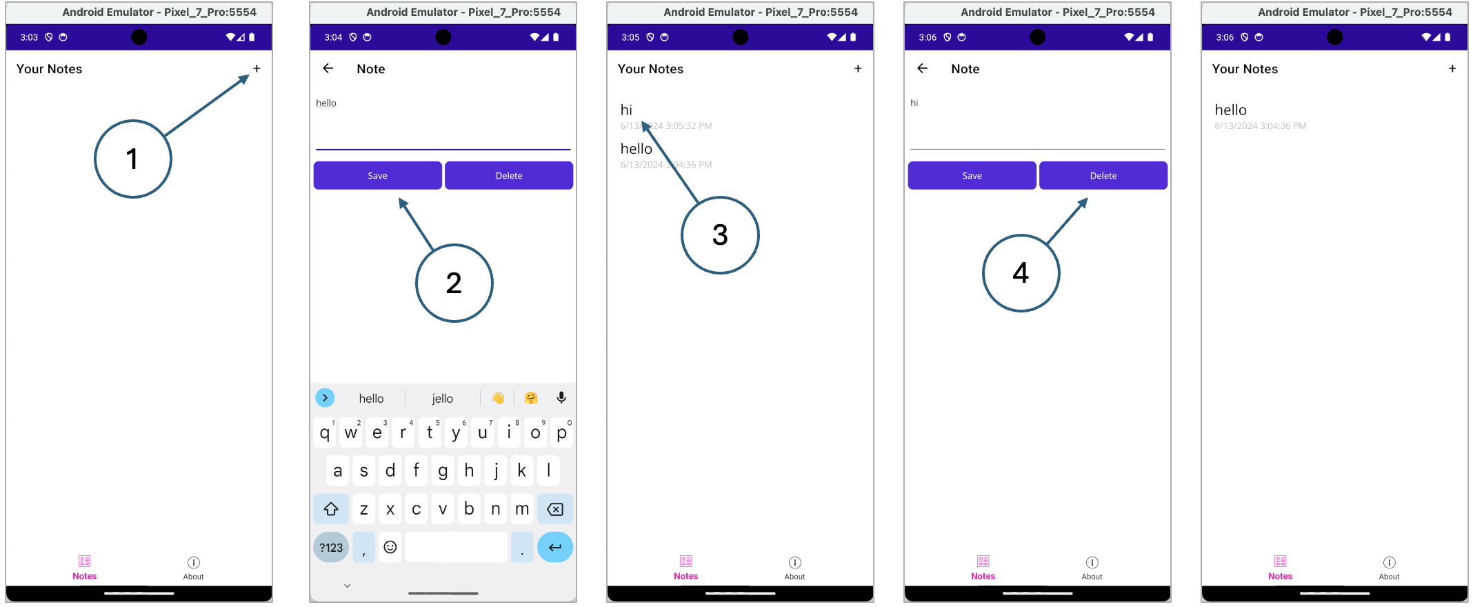 Fig. 4. Notes app version 2