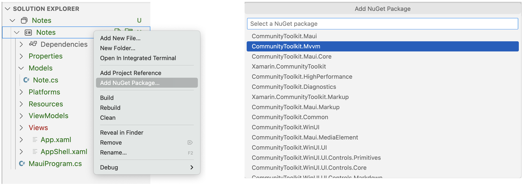 Fig. 2. Adding a NuGet package in VSCode