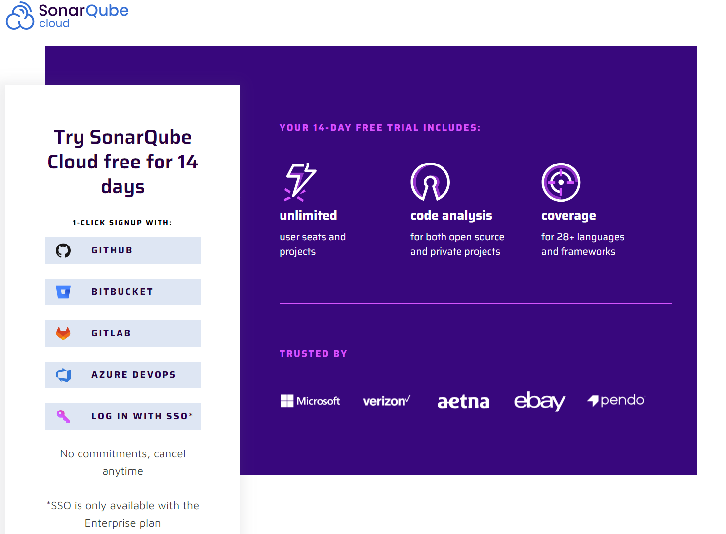 Fig. 1. Sonar Cloud Signup Page