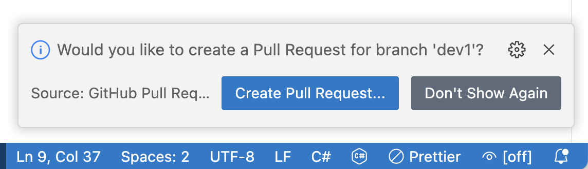 Fig. 25. Prompt to create a pull request