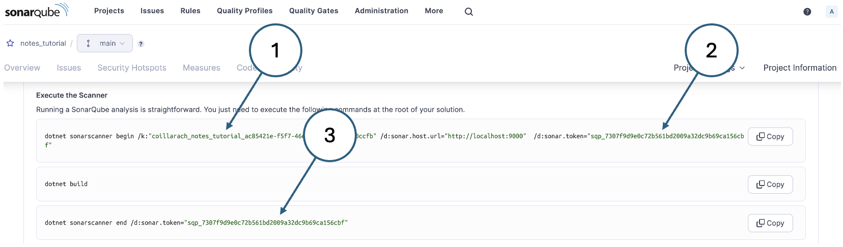 Fig. 5. SonarQube analysis commands