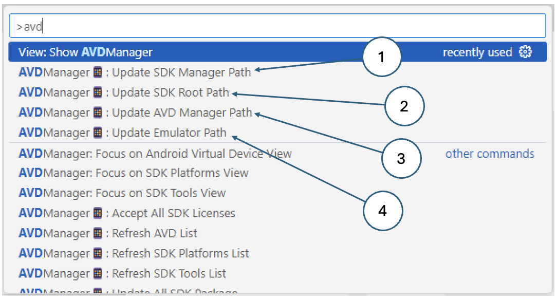 Fig. 4. Updating AVD Manager paths.